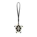 Valextra Turtle Charm in Pergamena White and Black | Bag charms | Coveti