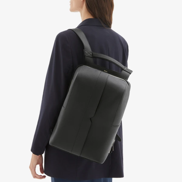 Valextra V-Line Backpack in Black | Men Bags | Coveti