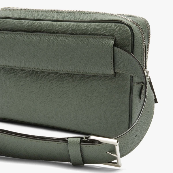 Valextra V-Line Bum Bag in Musk Green | Men Bags | Coveti