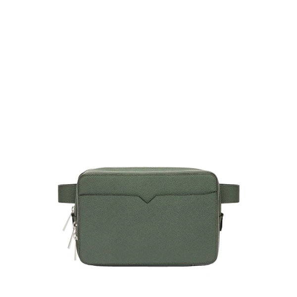 Valextra V-Line Bum Bag in Musk Green | Men Bags | Coveti