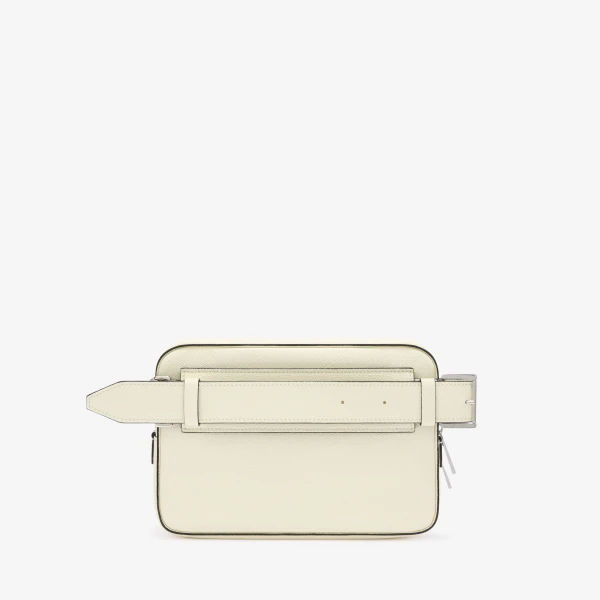 Valextra V-Line Bum Bag in Pergamena White | Men Bags | Coveti