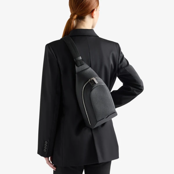 Valextra V-Line Core One Shoulder Backpack in Black | Men Bags | Coveti