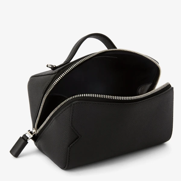 Valextra V-Line Crossbody Vanity Bag in Black | Shoulder & Crossbody Bags | Coveti