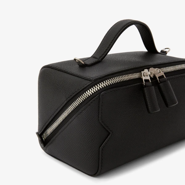 Valextra V-Line Crossbody Vanity Bag in Black | Shoulder & Crossbody Bags | Coveti