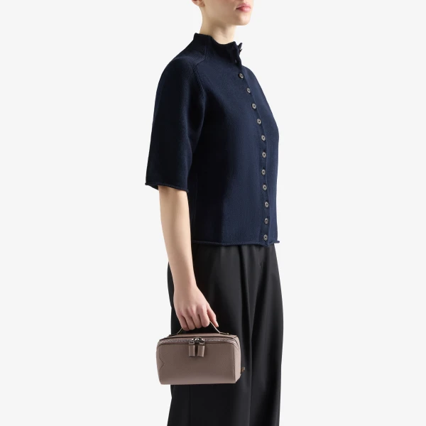 Valextra V-Line Crossbody Vanity Bag in Sahara Brown | Shoulder & Crossbody Bags | Coveti