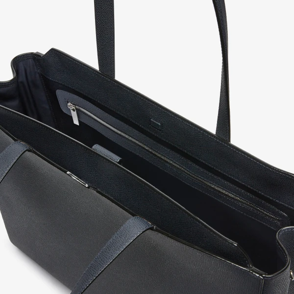 Valextra V-Line Horizontal Shopping Bag in Night Blue | Men Bags | Coveti