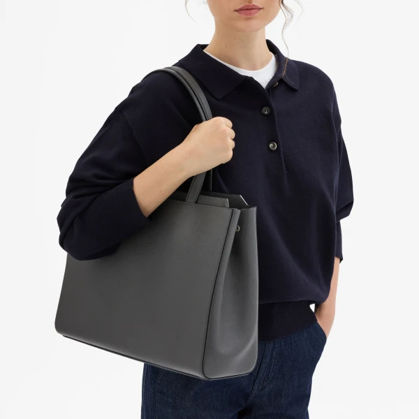 Valextra V-Line Horizontal Shopping Bag in Smokey Grey | Men Bags | Coveti