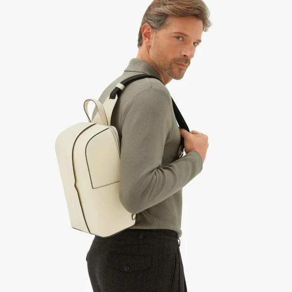 Valextra V-Line One Shoulder Backpack in Pergamena White | Men Bags | Coveti