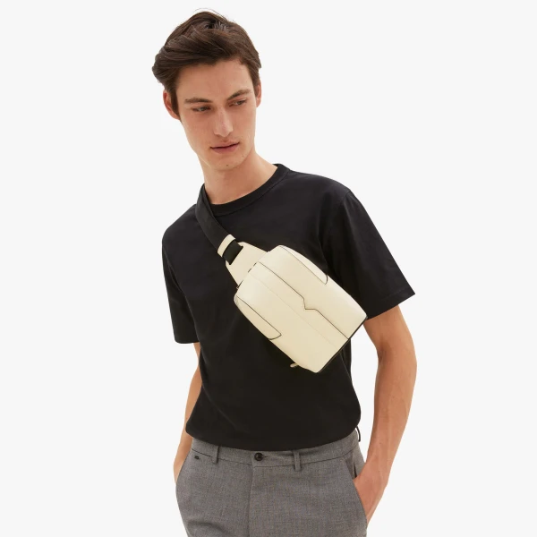 Valextra V-Line One Shoulder Mini Backpack in Pergamena White | Men Bags | Coveti
