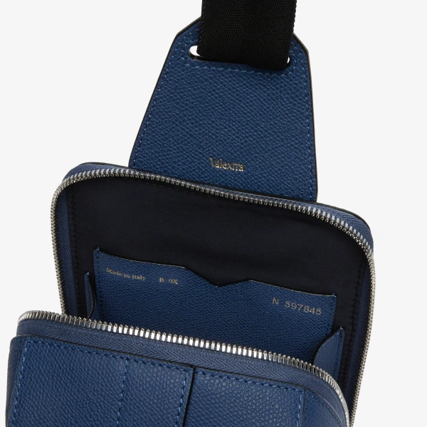 Valextra V-Line One Shoulder Mini Backpack in Sapphire Blue | Men Bags | Coveti