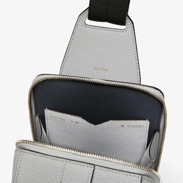Valextra V-Line One Shoulder Mini Backpack in Stone Grey | Men Bags | Coveti