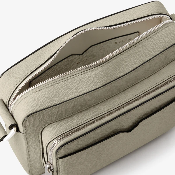 Valextra V-Line Reporter Bag in Linen Grey | Men Bags | Coveti
