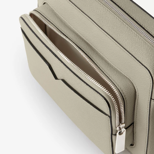 Valextra V-Line Reporter Bag in Linen Grey | Men Bags | Coveti