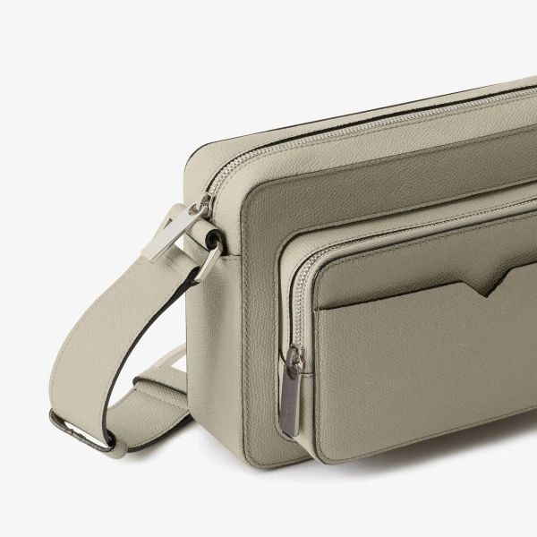 Valextra V-Line Reporter Bag in Linen Grey | Men Bags | Coveti