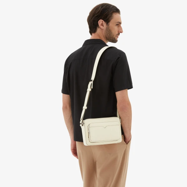 Valextra V-Line Reporter Bag in Pergamena White | Men Bags | Coveti