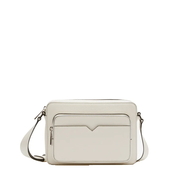 V-Line Reporter Bag in Pergamena White