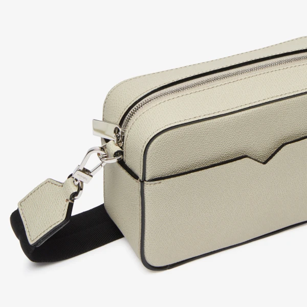 Valextra V-Line Reporter Mini Bag in Linen Grey | Men Bags | Coveti