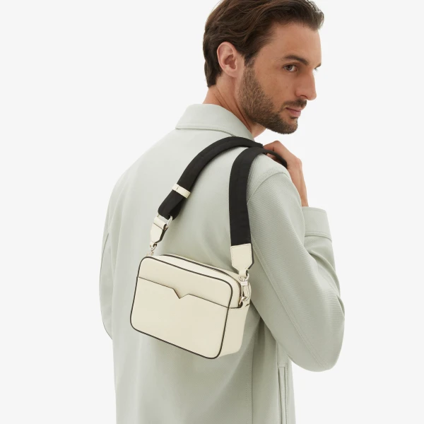 Valextra V-Line Reporter Mini Bag in Pergamena White | Men Bags | Coveti