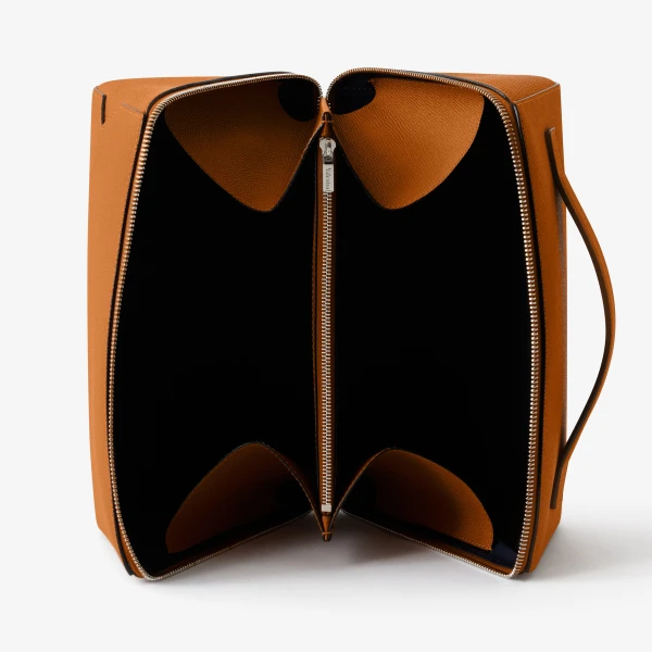 Valextra V-Line Wash Bag in Havana Brown | Cases | Coveti