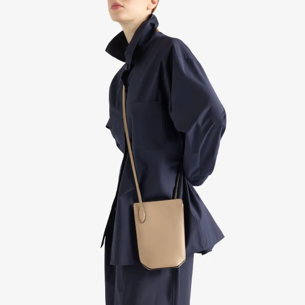 Valextra Vivi Crossbody Phone Bag in Cashmere Beige | Shoulder & Crossbody Bags | Coveti