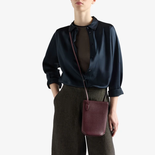 Valextra Vivi Crossbody Phone Bag in Claret Red | Shoulder & Crossbody Bags | Coveti