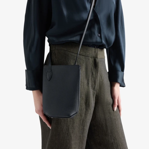 Valextra Vivi Crossbody Phone Bag in Night Blue | Shoulder & Crossbody Bags | Coveti