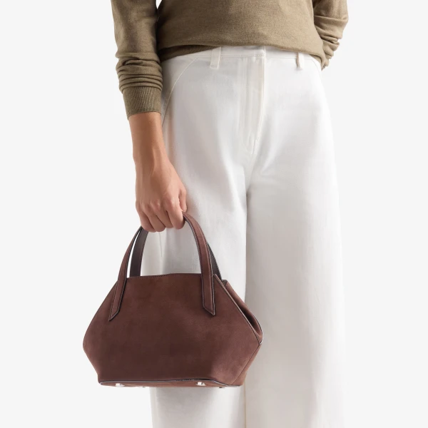 Valextra Vivi Gio Senso Two Handles Bag in Chocolate Brown | Totes & Top-Handle Bags | Coveti