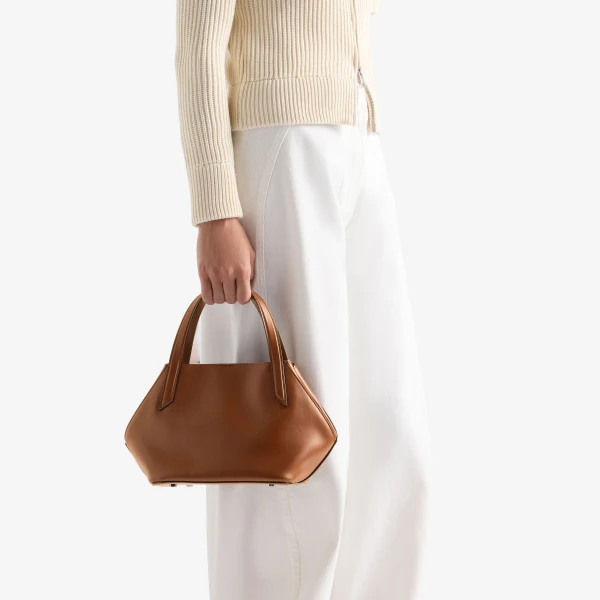 Valextra Vivi Gio Sublime Two Handles Bag in Chocolate Brown | Totes & Top-Handle Bags | Coveti