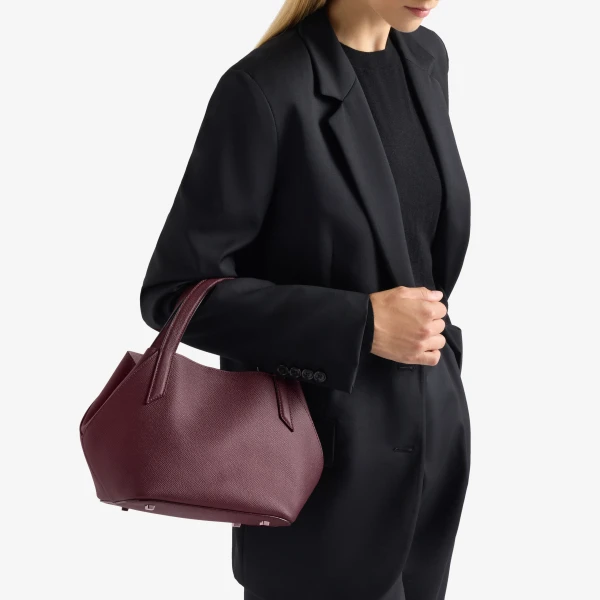 Valextra Vivi Gio Two Handles Bag in Claret Red | Totes & Top-Handle Bags | Coveti
