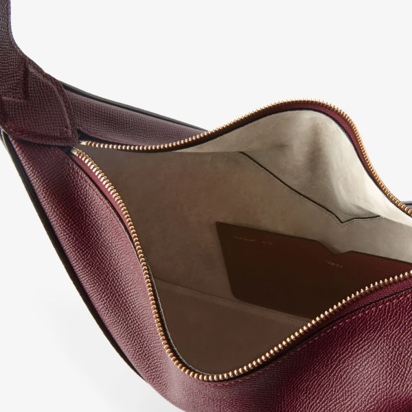 Valextra Vivi Hobo Medium Bag in Claret Red | Shoulder & Crossbody Bags | Coveti