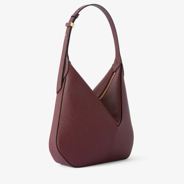 Valextra Vivi Hobo Medium Bag in Claret Red | Shoulder & Crossbody Bags | Coveti