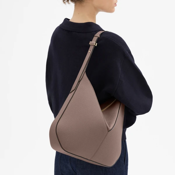 Valextra Vivi Hobo Medium Bag in Sahara Brown | Shoulder & Crossbody Bags | Coveti