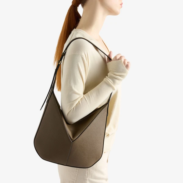 Valextra Vivi Hobo Mini Bag in Khaki | Mini Bags | Coveti