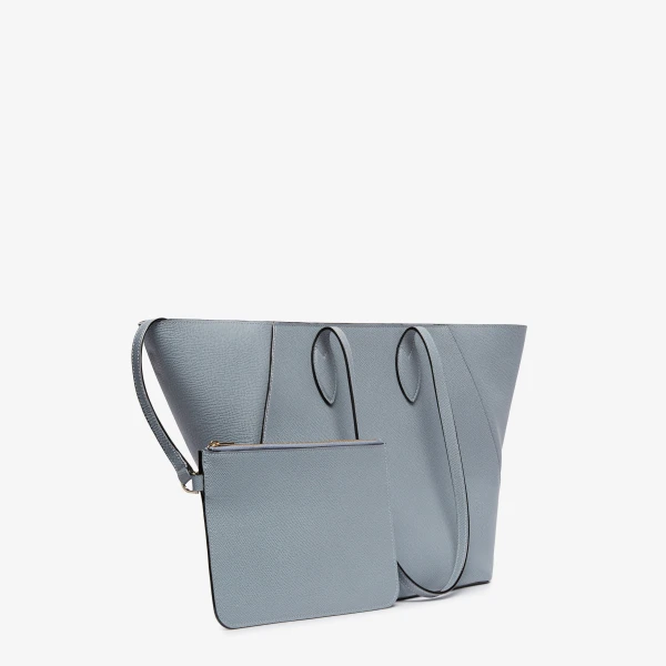 Valextra Vivi Shopping Medium Bag in Niagara Blue | Totes & Top-Handle Bags | Coveti