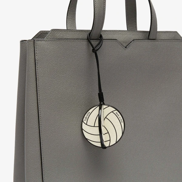 Valextra Volleyball Charm in Pergamena White and Black | Bag charms | Coveti