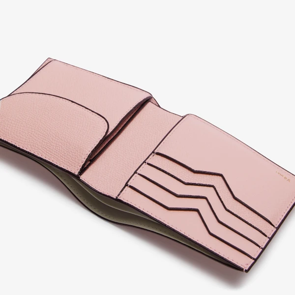 Valextra Wallet 4CC with Coin Holder in Peony Pink | Wallets & Purses | Coveti