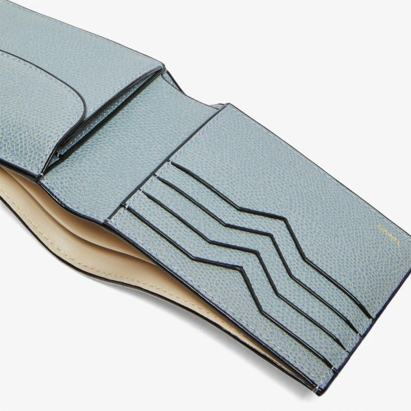 Valextra Wallet 4CC with Coin Holder in Smokey Blue | Wallets & Purses | Coveti