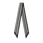 Valextra Water Droplets Silk Band in Pergamena White and Black | Scarves | Coveti