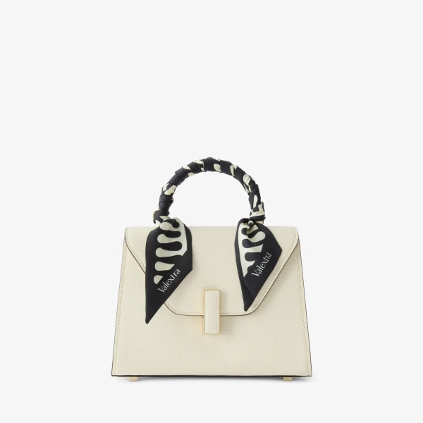 Valextra Water Droplets Silk Band in Pergamena White and Black | Scarves | Coveti