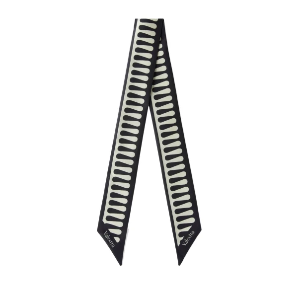 Water Droplets Silk Band in Pergamena White and Black