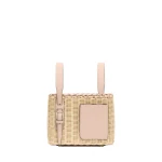 Valextra Wicker Bucket Micro Bag in Beige and Bonne Mine Pink | Bucket Bags | Coveti