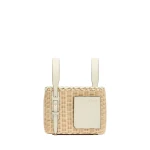 Valextra Wicker Bucket Micro Bag in Beige and Pergamena White | Bucket Bags | Coveti