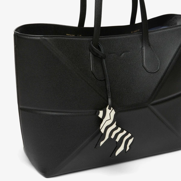 Valextra Zebra Charm in Pergamena White and Black | Bag charms | Coveti