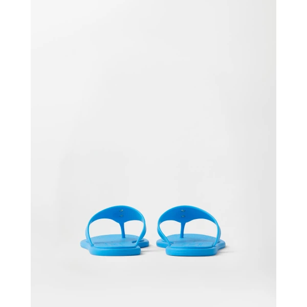 Versace Alia Rubber Flat Sandals in Light Blue, view 3 | Flats