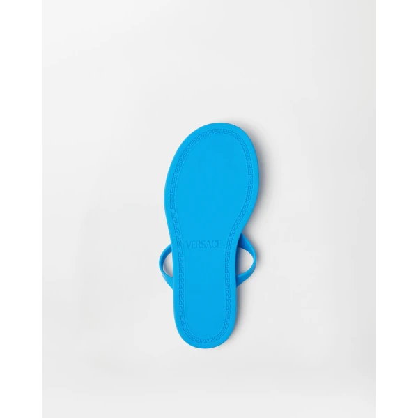 Versace Alia Rubber Flat Sandals in Light Blue, view 5 | Flats