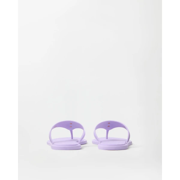 Versace Alia Rubber Flat Sandals in Purple, view 3 | Flats