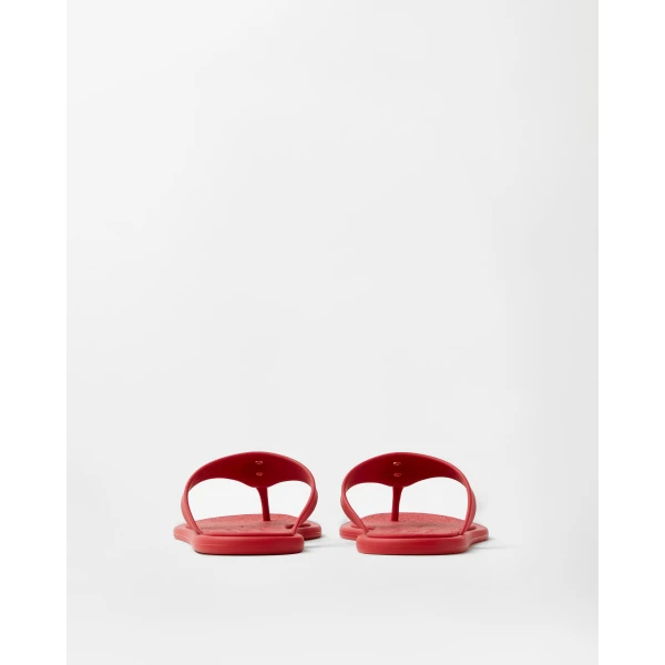 Versace Alia Rubber Flat Sandals in Red, view 3 | Flip Flops & Slides