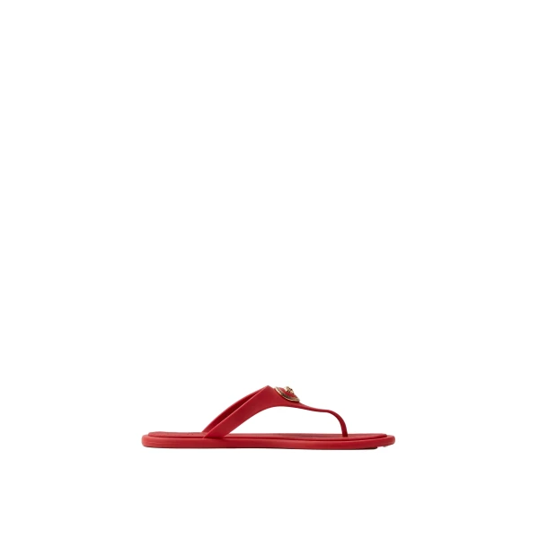 Versace Alia Rubber Flat Sandals in Red | Flip Flops & Slides | Coveti