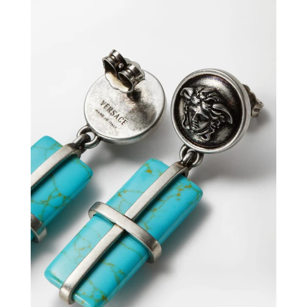 Versace Aura Earrings in Light Blue and Silver, view 3 | Earrings
