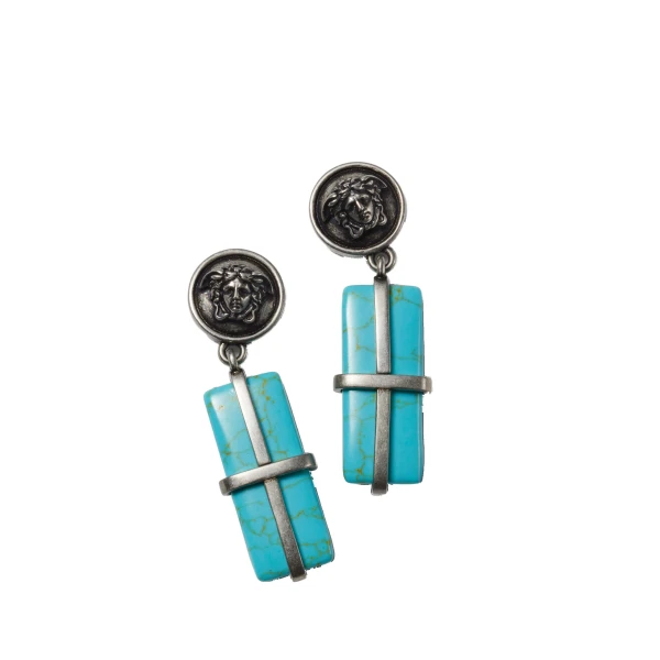 Versace Aura Earrings in Light Blue and Silver | Earrings | Coveti